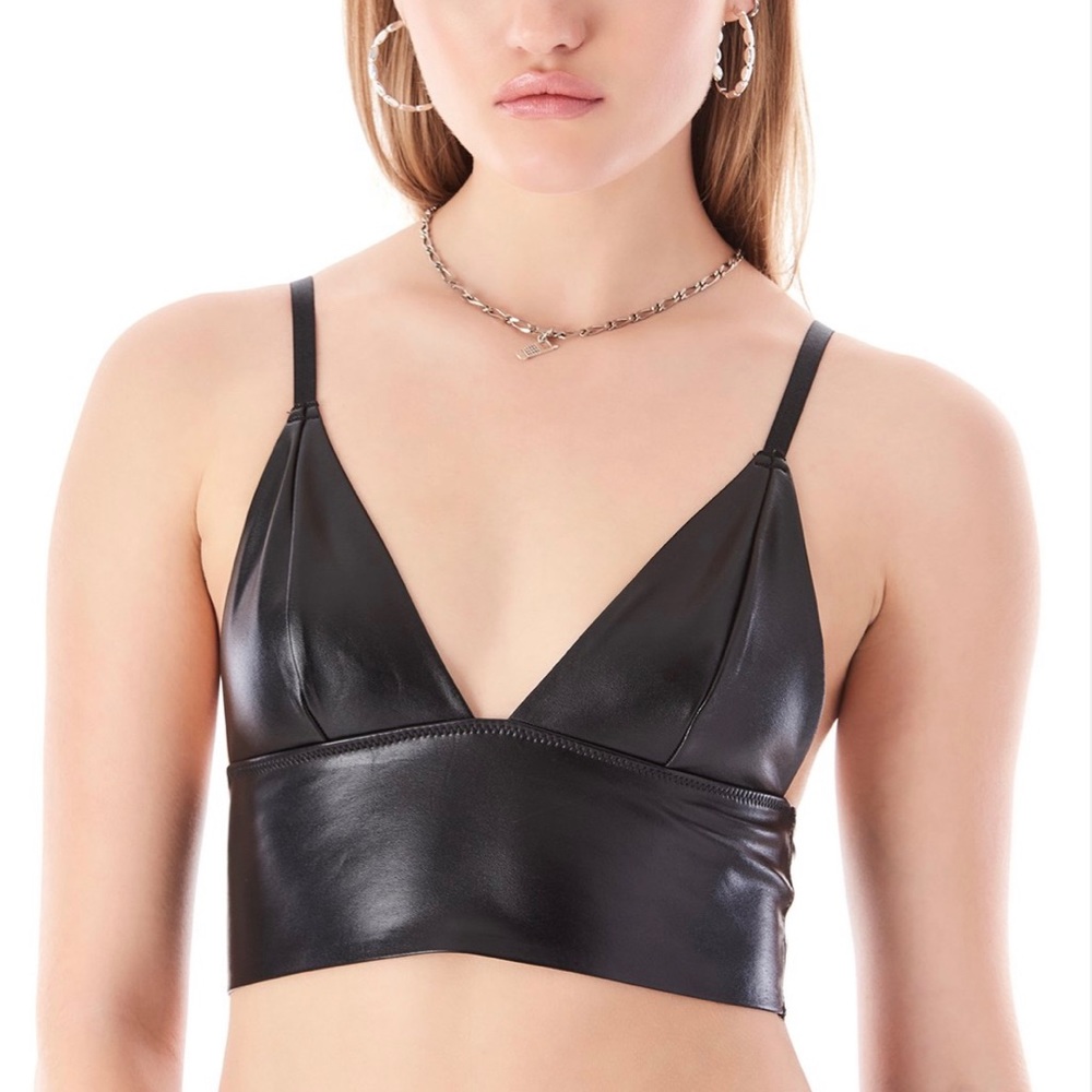 Faux leather bralette
